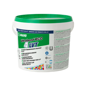 Fibre-reinforced LVT adhesive. Specifically developed for the installation of LVT SPC and rigid LVT, it guarantees the highest performances in terms of adhesion and dimensional stability.